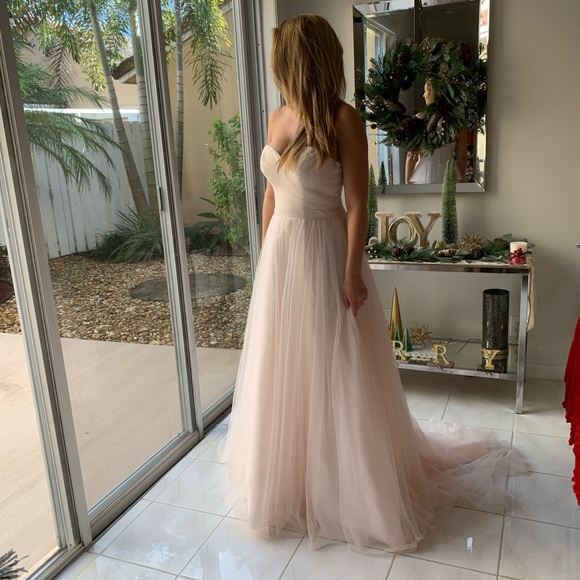 Strapless blush pink gown from David’s bridal. Worn once - Picture 2 of 12